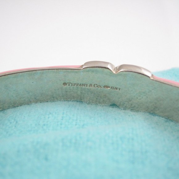 TIFFANY & CO Pink Enamel Wide Med Bangle Bracelet - Picture 6 of 6